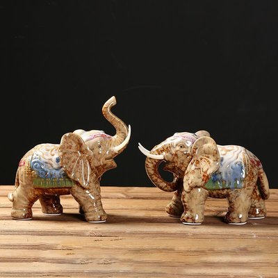 【熱賣下殺】大象擺件陶瓷工藝品窯變釉創意禮品廠家直銷室內擺飾家居用品擺件