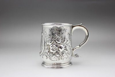 英國高浮雕純銀水杯 茶杯