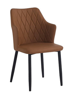 【生活家傢俱】JF-476-11：咖啡皮鐵腳餐椅【台中家具】洽談椅 商業空間 造型椅 皮餐椅 書桌椅 PU皮+鐵腳