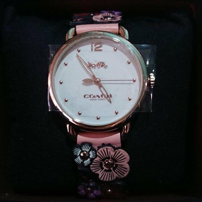 （今日限匯款價5200含運）錶店購入一萬多 /正品原裝 限定款COACH女錶 DELANCEY系列 經典雕花皮革女士腕錶