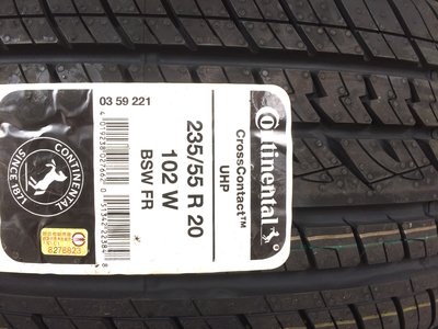 台北永信輪胎~德國馬牌輪胎 UHP 235/55R20 102W 歐洲製 四輪含安裝 四輪定位