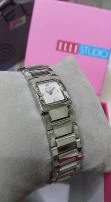 [永達利鐘錶 ] ELLE 方形 銀殼白面 簡約刻度 鍊帶女錶/ EL077L/01 / 18mm