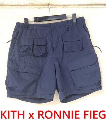 BLACK近全新KITH x RONNIE FIEG軍裝樣式多口袋!超上等尼龍布工裝工作短褲