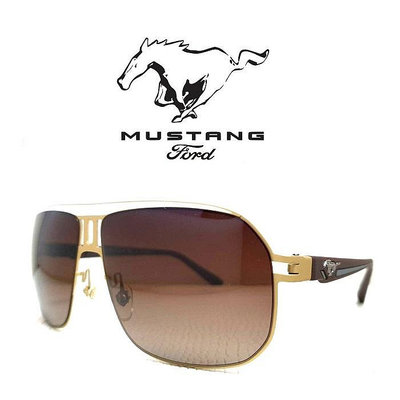 《一元起標無底價》FORD MUSTANG 福特野馬 跑車流線速度感 輕量化材質 霧金+白色大鏡面 經典野馬造型 太陽眼鏡 法拉利 BMW