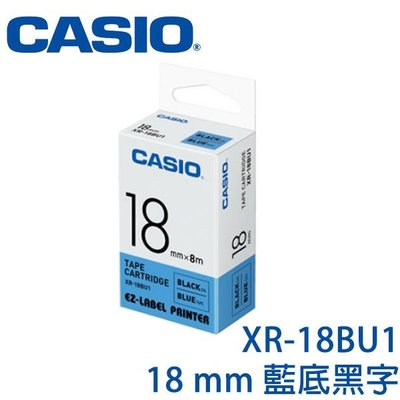 【MR3C】含稅附發票 CASIO卡西歐 18mm XR-18BU1 藍底黑字 原廠標籤機色帶