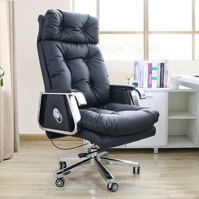 熱銷 -現貨 商務老板椅家用電腦椅現代真皮大班椅辦公會計椅羽絨靠背椅子轉椅