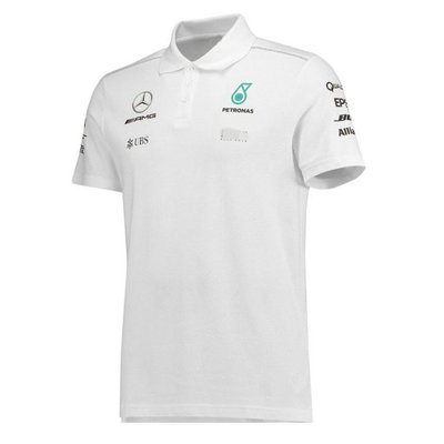 -Benz 賓士 AMG車隊T恤 Mercedes F1賽車服 男短袖汽車衣服 白色Polo衫 圓領LogoT恤