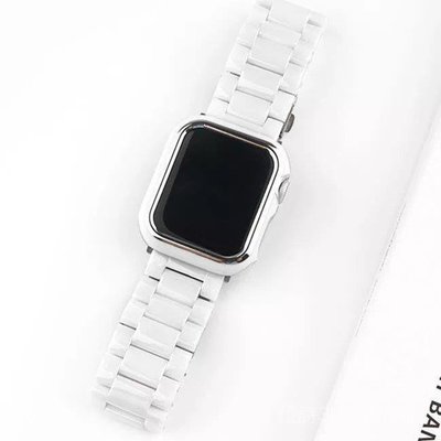 Apple watch 7代6代錶帶蘋果手錶iwatch陶瓷錶帶 iwatch SE 5/4/3代蝴蝶扣陶瓷三珠錶帶