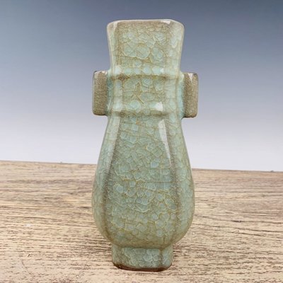 古瓷器 古董瓷器 回流官瓷冰片花瓶高22.5公分直徑10公分編號2009200-31428