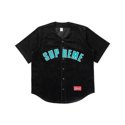 【現貨精選】美國SUPREME潮牌Corduroy Baseball夏季燈芯絨棒球衣短袖襯衫