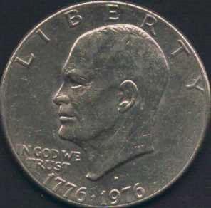 [亞瑟小舖]美國艾森豪總統1776-1976 200週年1美元紀念銀幣,VF!!!