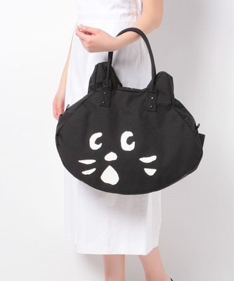 (現貨在台)日本正品 Ne-net 可愛貓咪頭 造型包 尼龍包 大頭手提包 Nya  單肩包 肩背包 大容量 A4包 黑色款