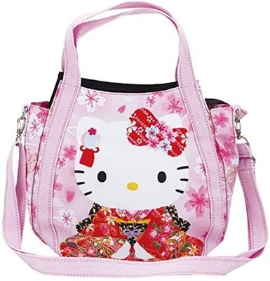 ♥小花花日本精品♥ Hello Kitty 容量大 2用包可斜背 多夾層 帆布 托特包 手提袋 -3