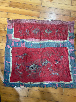 民國早期鐵血十八星雙旗繡花桌裙品相如圖看清下單老物件售-17290