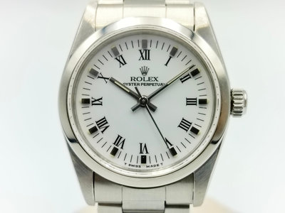 【發條盒子K0167】ROLEX 勞力士 OYSTER PREPETUAL 羅馬白面不銹鋼自動 經典少見中型錶 67480