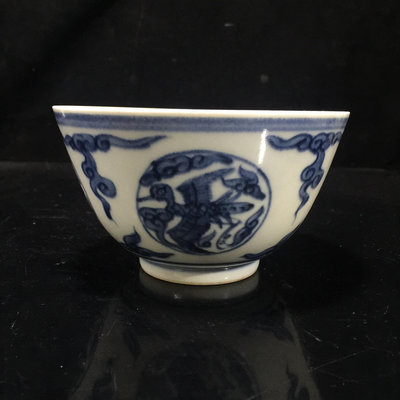 晚清民國時期手繪青花鳳紋碗古董古玩瓷器收藏擺件