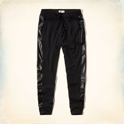 【天普小棧】HOLLISTER HCO Fleece&amp;Faux Leather Jogger Pants縮口長褲XS/S