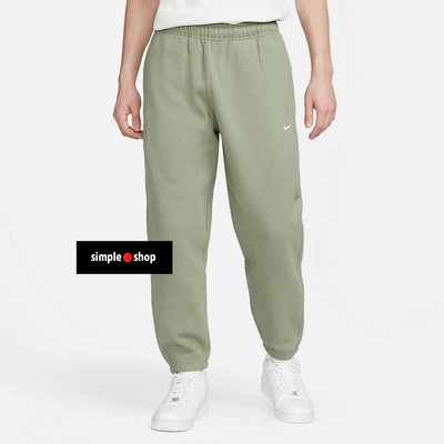【Simple Shop】NIKE LAB 刺繡 LOGO 刷毛 重磅 運動長褲 棉褲 綠色 男款 DX1365-386