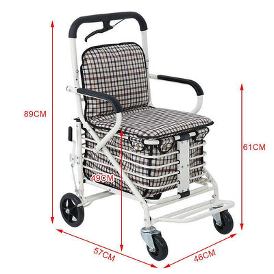 老年人代步折疊出行助步車手推可坐買菜購物車能推能坐的椅子
