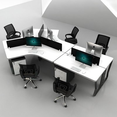 辦公桌簡約現代3\/5人6人位屏風隔斷電腦卡位員工桌椅組合辦公家具橙子