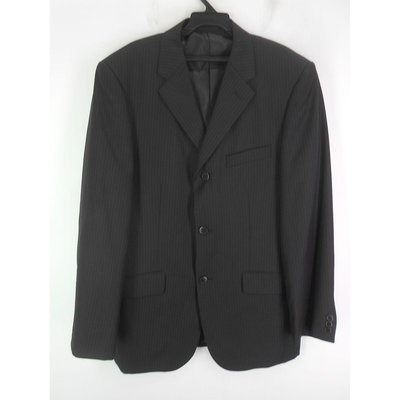 男 ~【G2000】黑色細條紋羊毛西裝外套 50號(6A54)~99元起標~