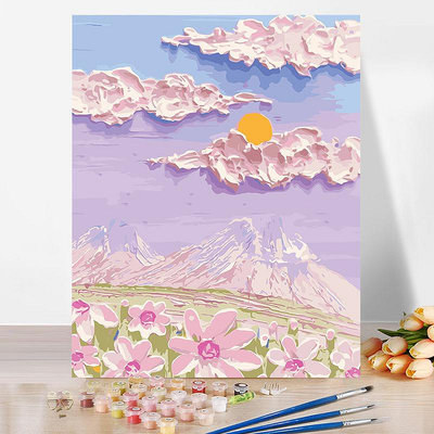 專供DIY數字油畫風景花卉手繪油畫熱銷填色丙烯顏料畫
