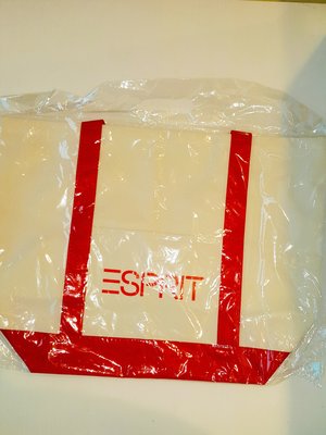 專櫃品牌 Esprit 字母 購物袋 帆布 水餃包 手提包 肩背包 側背包 (杏)~全新特價 $29 1元起標