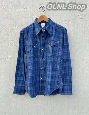 【OLNL Shop】日本品牌 Pherrow's 藍染 格紋設計 長袖襯衫 工作襯衫 雙口袋 美式風格 日本製