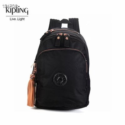 Kipling 猴子包 K14240 黑色 流蘇款 質感多口袋拉鍊款輕量雙肩後背包 旅行 多夾層 大容量 限時優惠 防水