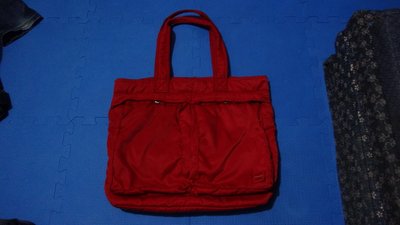 ~保證真品蠻新的 PORTER 紅色帆布款大方包 肩背包 手提包~便宜標無底價標多少賣多少