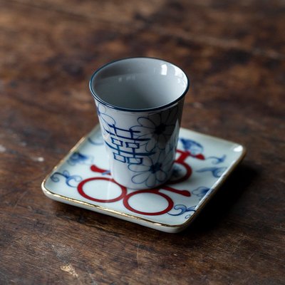 覓已手繪青花雙喜茶杯中式復古品茗杯陶瓷功夫茶具喝茶杯聚香杯子