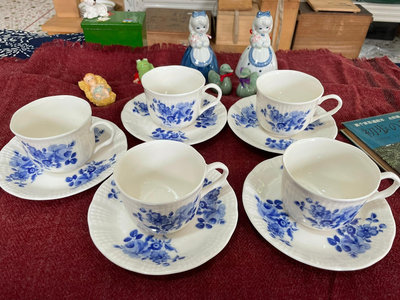 zwx 日本中古 品牌 藍色妖姬花卉 咖啡杯 茶杯 茶具