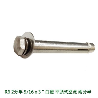 2分半 5/16 x 3 " 白鐵 SR006 平頭式壁虎 兩分半（單支8元）不銹鋼 平頭白鐵壁虎 不鏽鋼平頭膨脹螺絲