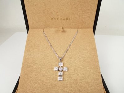 [卡貝拉精品交流] BVLGARI 寶格麗 LVCEA十字架鑽石項鍊 750 專櫃正品 18白k金 生日送禮