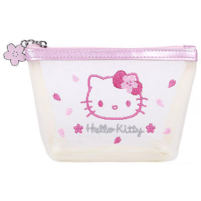 Hello Kitty 化妝包 紗網刺繡透明化妝包 盥洗包 收納包 春天系列