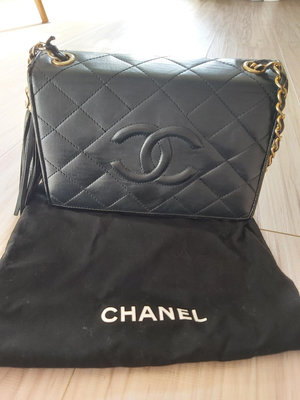 Chanel vintage 香奈兒 老香包 黑色不敗經典流蘇包