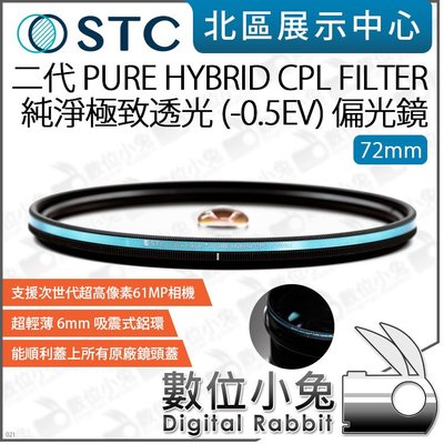 數位小兔【STC 二代 PURE HYBRID CPL 偏光鏡 72mm】CPL鏡 偏光鏡 可當保護鏡 純淨極致透光