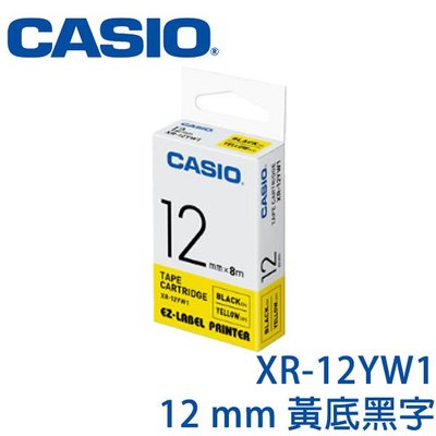 【MR3C】含稅附發票 CASIO卡西歐 12mm XR-12YW1 黃底黑字 原廠標籤機色帶
