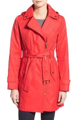 Michael Kors 品牌 台灣現貨免運，春季綁帶風衣外套，限量紅色S號(台灣M~L號可穿)