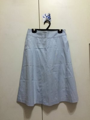 ❤夏莎shasa❤全新日本品牌i.n.e淺藍白色條紋氣質高腰及膝長裙/上班族必備/1元起標