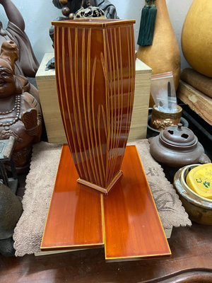 x日本回流：春慶涂實木純大漆 漆器花瓶花器花入全新品相！