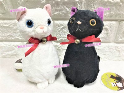 【SHINADA】日本正版 日貨 超可愛毛茸茸 仿真擬真小貓 白貓 黑貓 貓咪 坐姿 絨毛 娃娃 玩偶