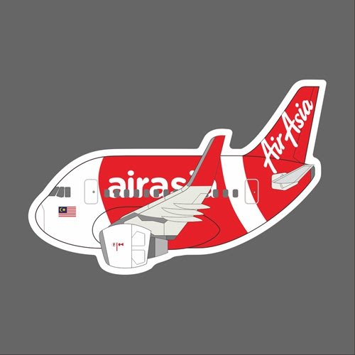 AIR ASIA 亞洲航空空中巴士A320 Q版民航機飛機造型防水貼紙筆電