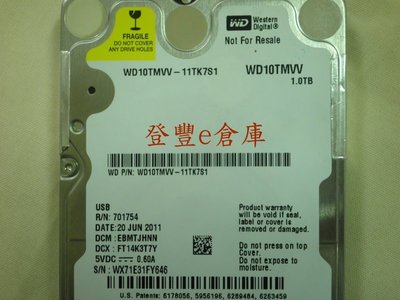 【登豐e倉庫】 YF544 WD10TMVV-11TK7S1 1TB USB 2.0 3.0 硬碟