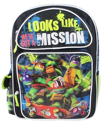 【卡漫迷】 忍者龜 後背包 高 41cm 黑 ㊣版 歐美版 Turtles Ninja 書包 兒童 外出包 旅行 造型