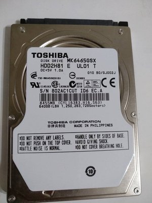 二手良品TOSHIBA 640G SATA2 硬碟