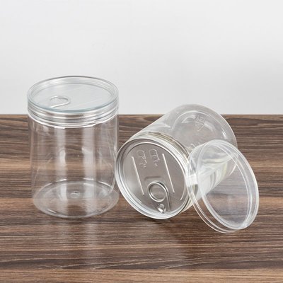 密封罐水晶罐易拉罐螺旋蓋透明水晶蓋塑料食品罐小海鮮空罐子干果包裝罐-雙喜生活館