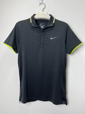MJK 一元起標 NIKE Tennis 黑色 短袖 吸濕排汗 網球運動POLO衫 M號
