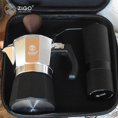 Zigo摩卡壺手沖雙閥咖啡壺戶外露營家用意式濃縮滴濾煮咖啡粉壺雙