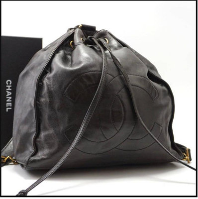 Chanel  vintage古董老香 真皮拼大雙C後背包  這個很稀少 巨可愛 收藏價49999 ♠️♠️